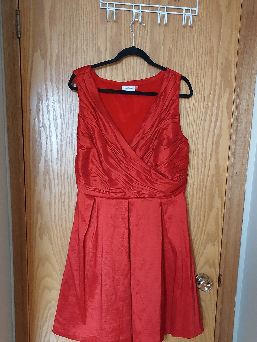Calvin Klein Red Sleeveless V-Neck Mini Dress